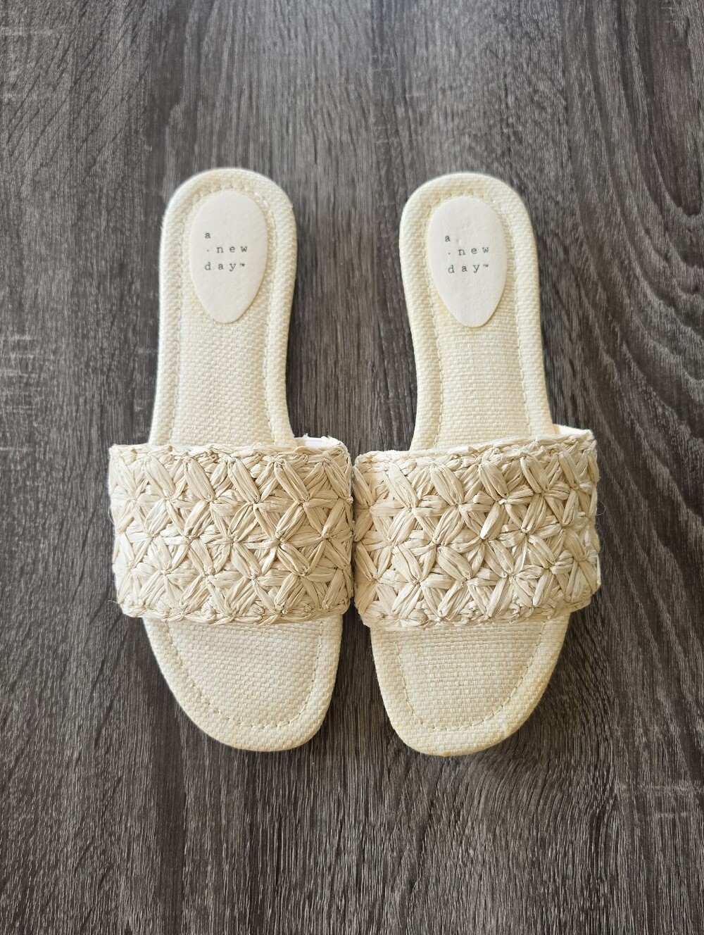 NEW A New Day Woven Raffia Slide Sandals